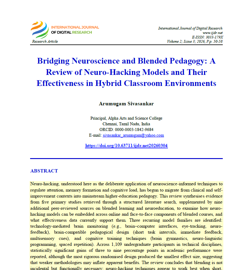 Neuro-hacking models and blended learning in higher education